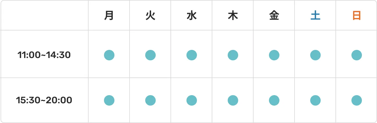診療時間の日程表