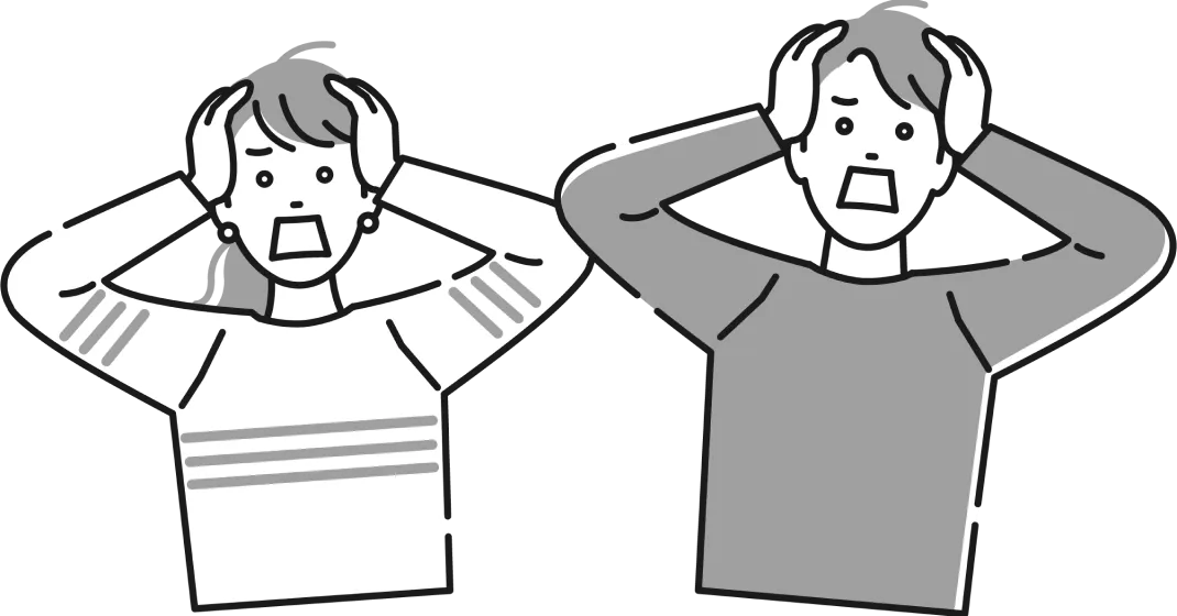 男女カップルがガッカリしているイラスト