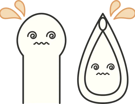 汗をかいている男性器のイラスト