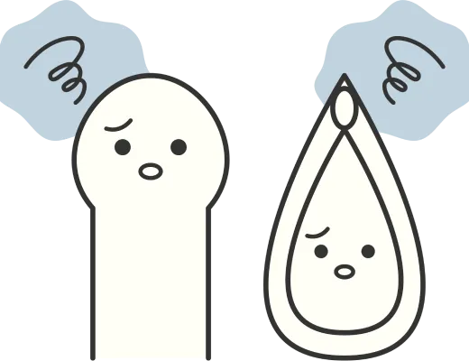 困った顔の男性器のイラスト
