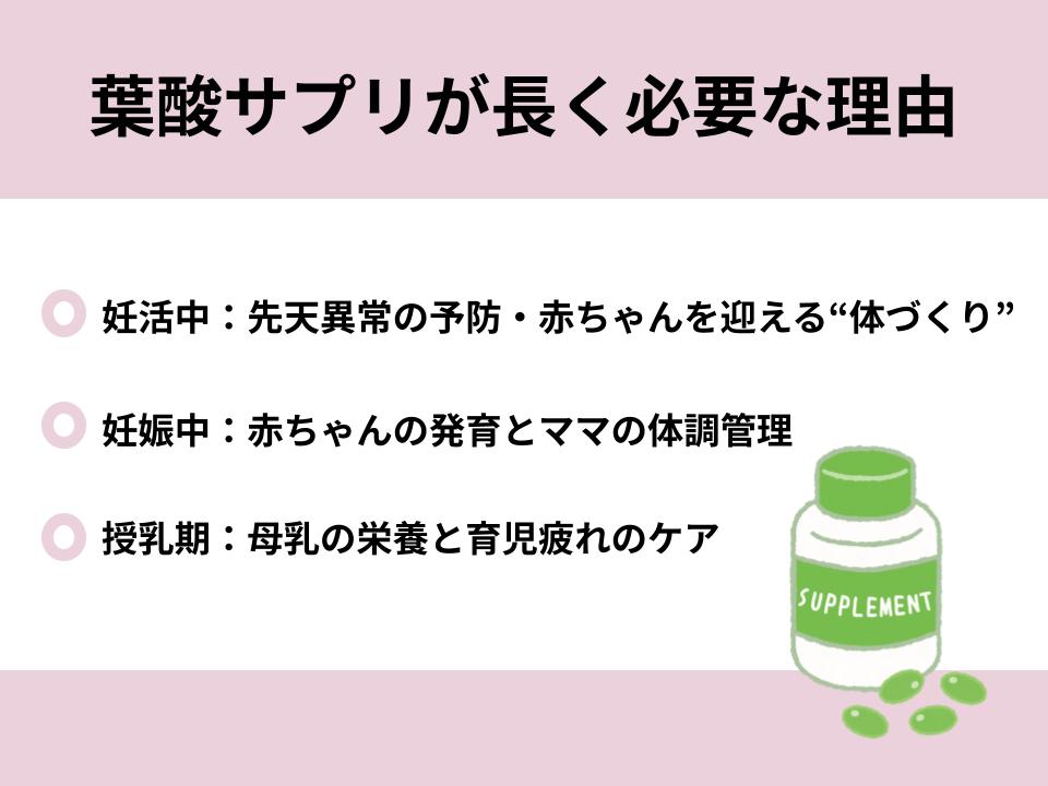 葉酸サプリが長く必要な理由