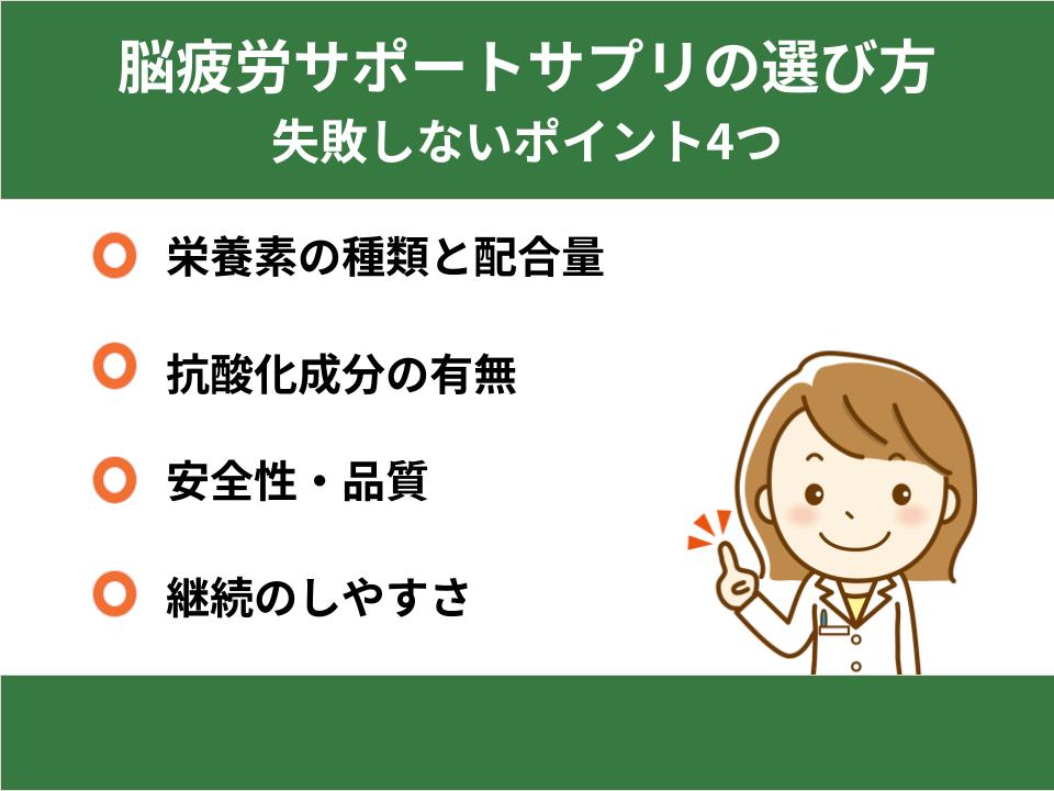 脳疲労サポートサプリの選び方|失敗しないポイント4つ