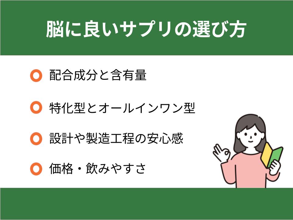 脳に良い成分を含むサプリの選び方|5つのポイント