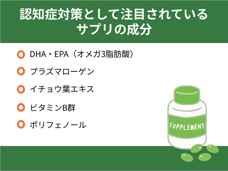認知症対策として注目されているサプリの成分