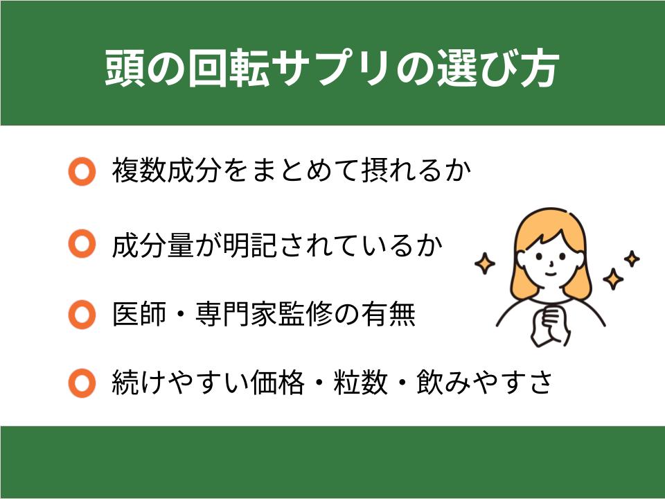 頭の回転サプリの選び方