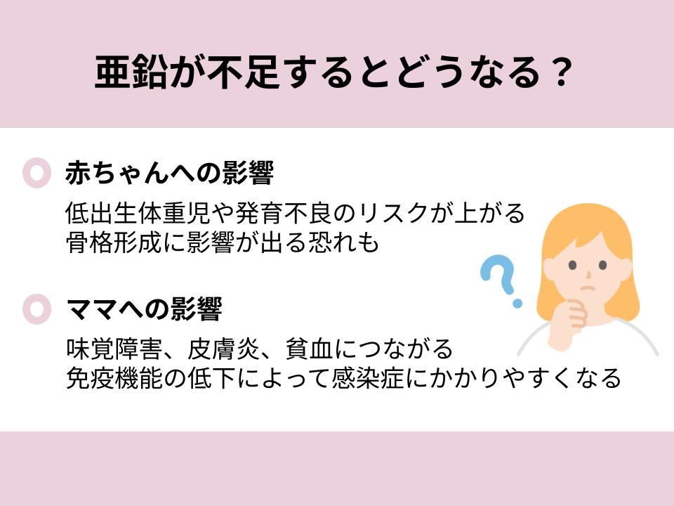 亜鉛不足による赤ちゃんとママへの影響