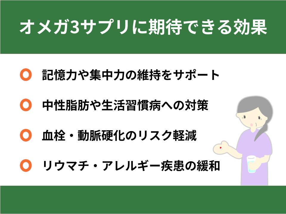 オメガ3サプリに期待できる効果について詳細な解説