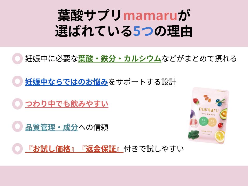 葉酸サプリmamaruが選ばれている理由について順に紹介