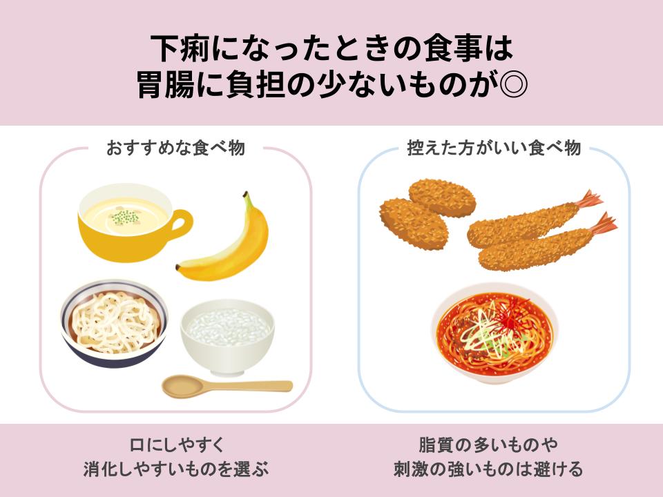 下痢のときの食事は胃腸に負担の少ないものを選ぶ